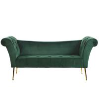 CHAISELONGUE Samtstoff dunkelgrün/gold Nantilly - Goldfarben/Grün, Textil (175/76/70cm) - Beliani