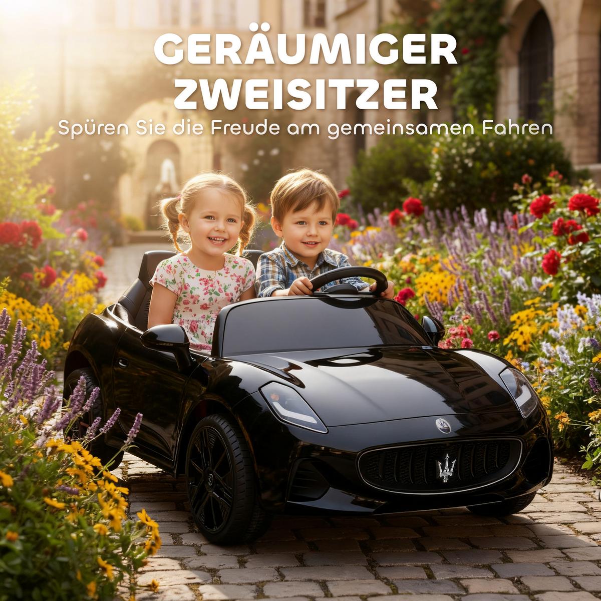 MASERATI Kinder-Elektroauto Metall Kunststoff Schwarz - Schwarz, Metall (120/72/50cm) - AIYAPLAY