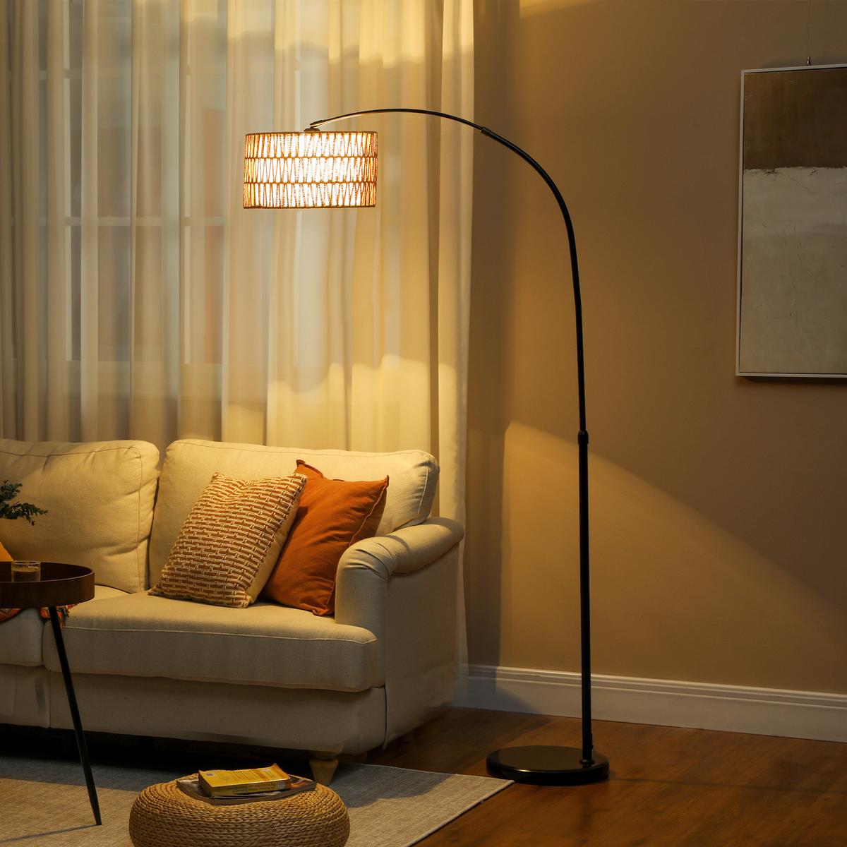 STEHLAMPE Wohnzimmer Stehleuchte mit Lampenschirm aus Leinen, E27 Fassung - Schwarz, Metall (93/34/175cm) - HOMCOM