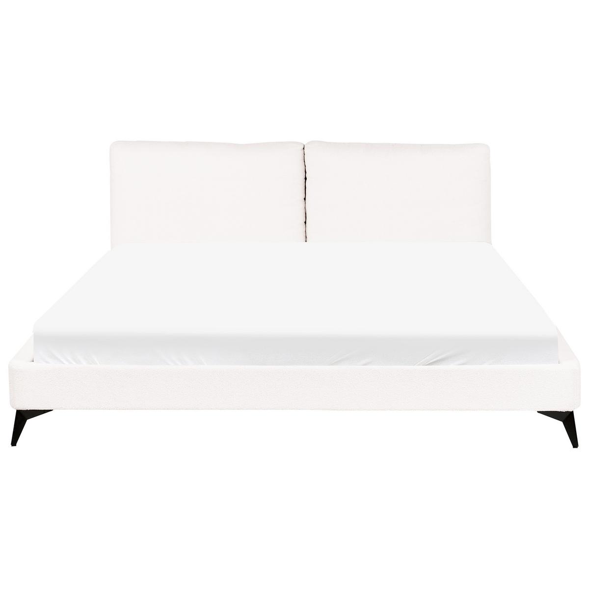 POLSTERBETT mit Lattenrost 180x200 cm Weiß Melle - Creme, Textil (180/200cm) - Beliani