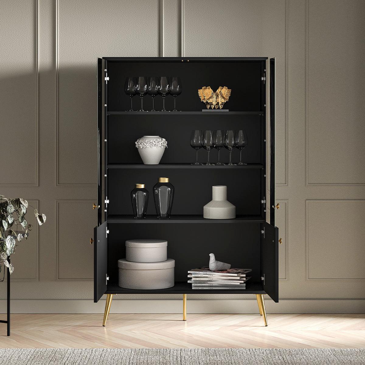 GESCHIRRSCHRANK Manoé Schwarz - Schwarz, Holzwerkstoff (92/149/40cm) - Petits-meubles
