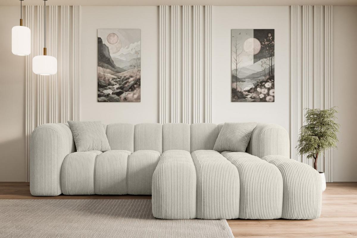 ECKSOFA Ottomane Rechts OLEA-L1 - 231x173x74 cm Creme - Hellgrau/Creme, Holzwerkstoff/Kunststoff (231/173cm) - ALTDECOR