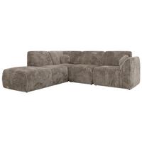 ECKSOFA NOARA 5M L Hellbraun Cord - Links - Hellbraun/Schwarz, Kunststoff/Textil (244/267cm) - MKS