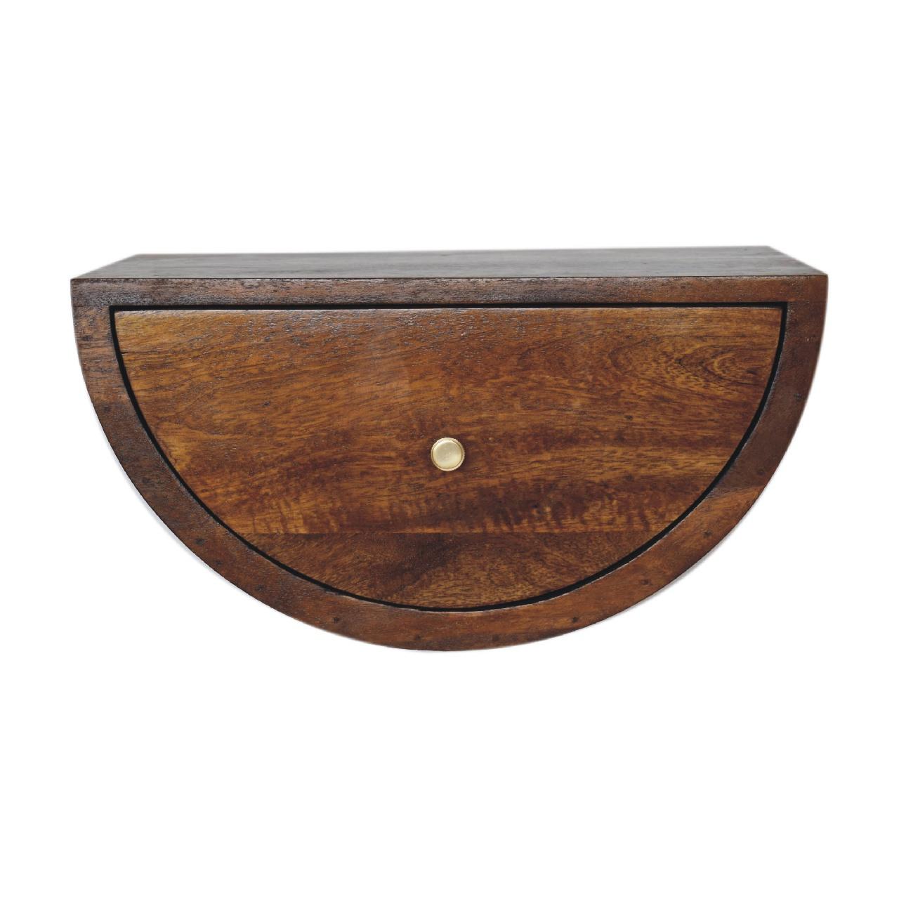 NACHTTISCH Levitate, Wandmontiert, 1 Schublade, Braun - Kastanienfarben/Messingfarben, Holz/Metall (45/23/32cm) - Artisan Furniture