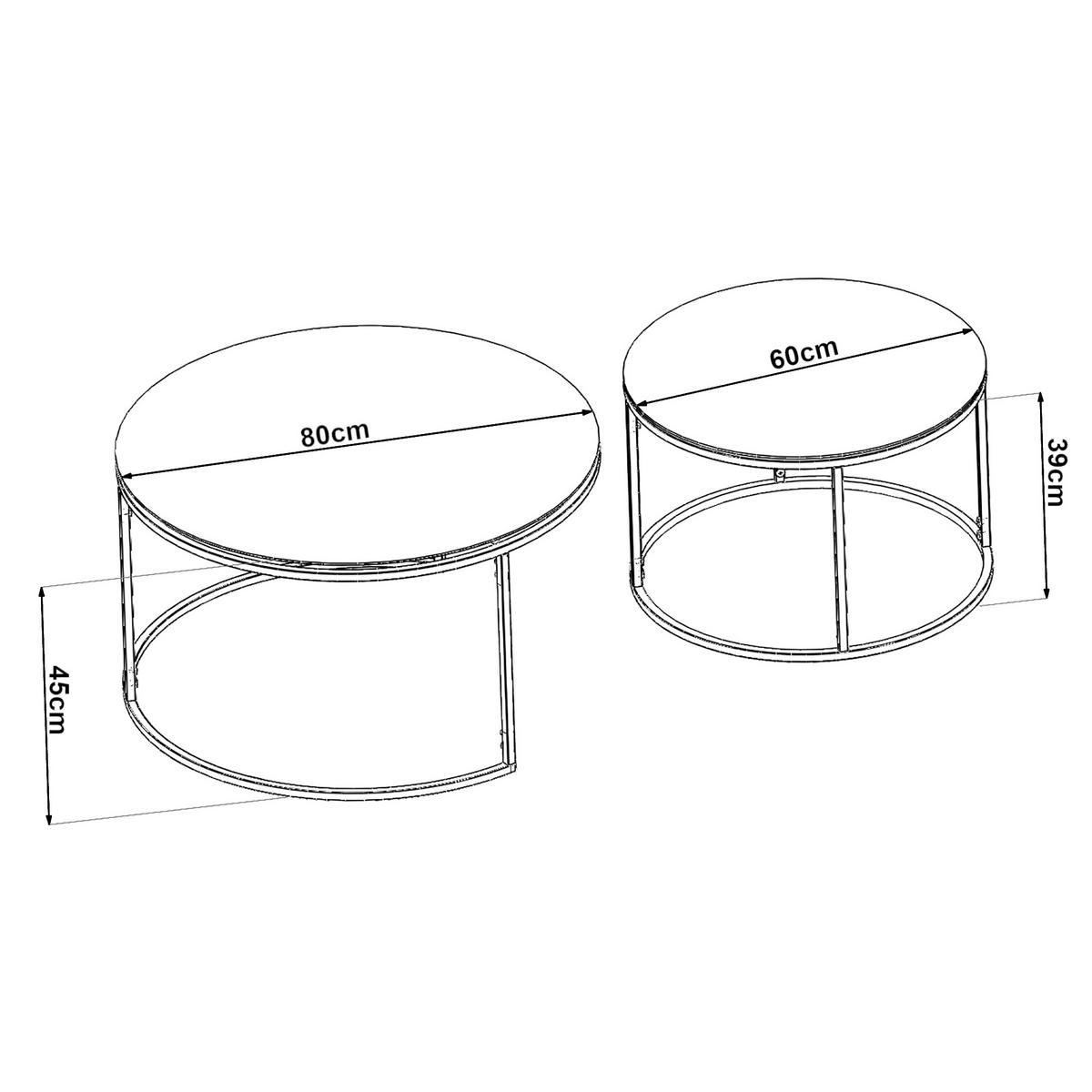 COUCHTISCH-SET 2 TLG. Kokkola - Klar, Metall (80/80/45cm) - [en.casa]