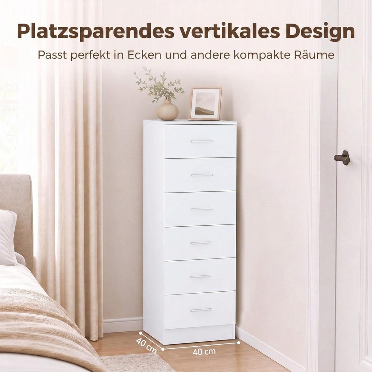 KOMMODE MDF Weiß - Silberfarben/Weiß, Holzwerkstoff/Kunststoff (40/110/40cm) - HOMCOM