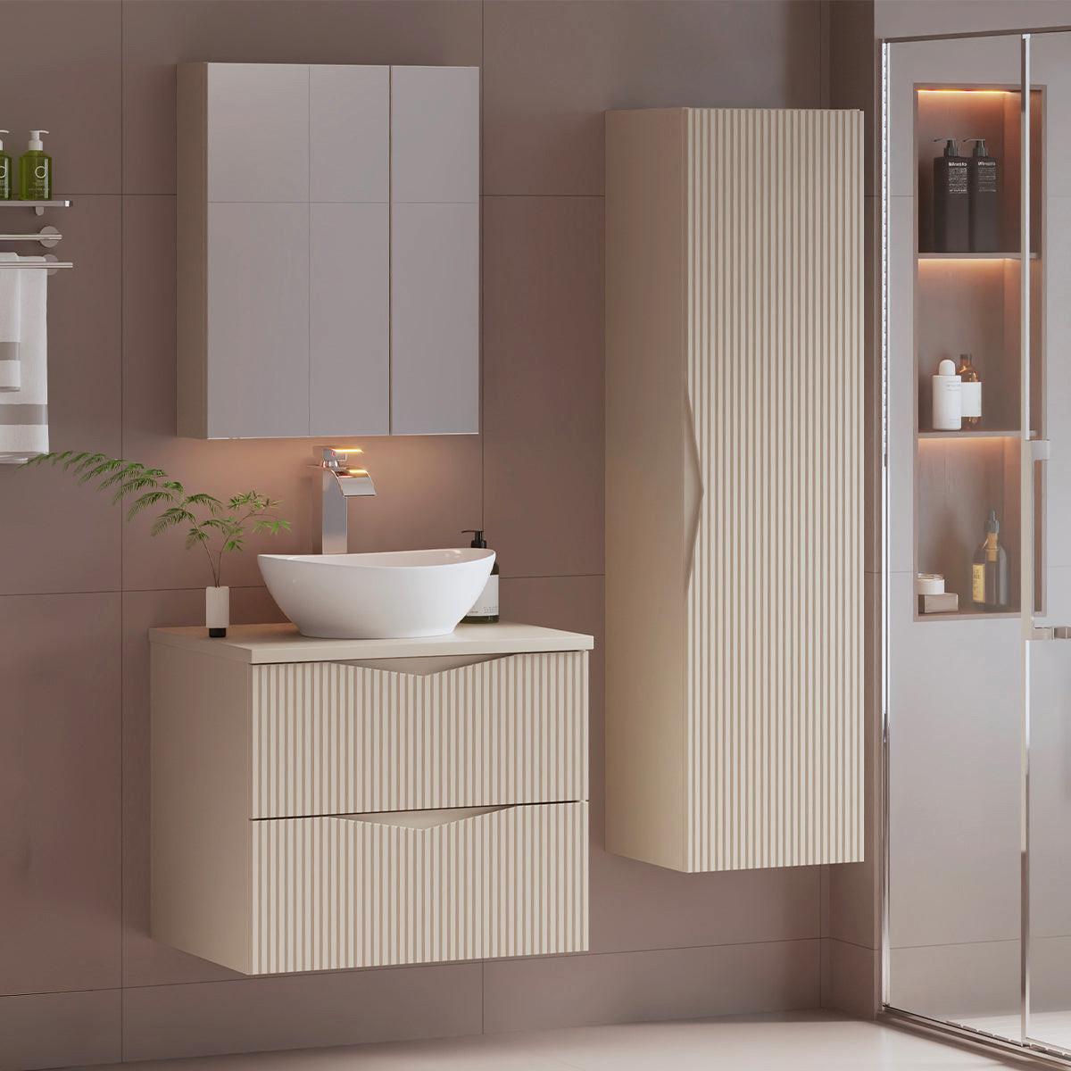 WASCHTISCHUNTERSCHRANK 60.6cm Tao Kaschmir - Beige, Holzwerkstoff (60.6/52.2/46.5cm) - Petits-meubles