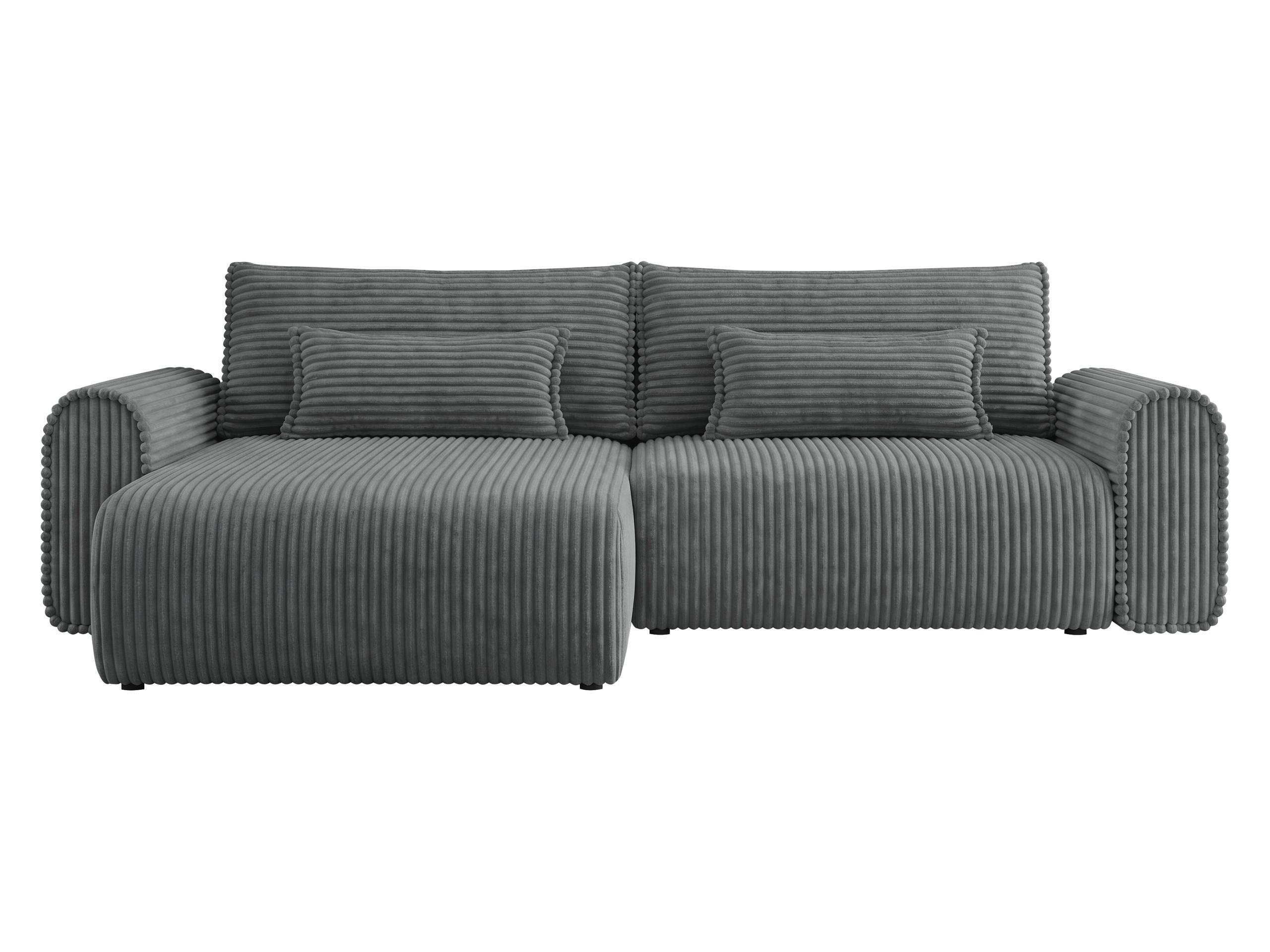 ECKSOFA Surles Cord - Schwarz/Grau, Holz/Kunststoff (245/145cm) - MIRJAN24