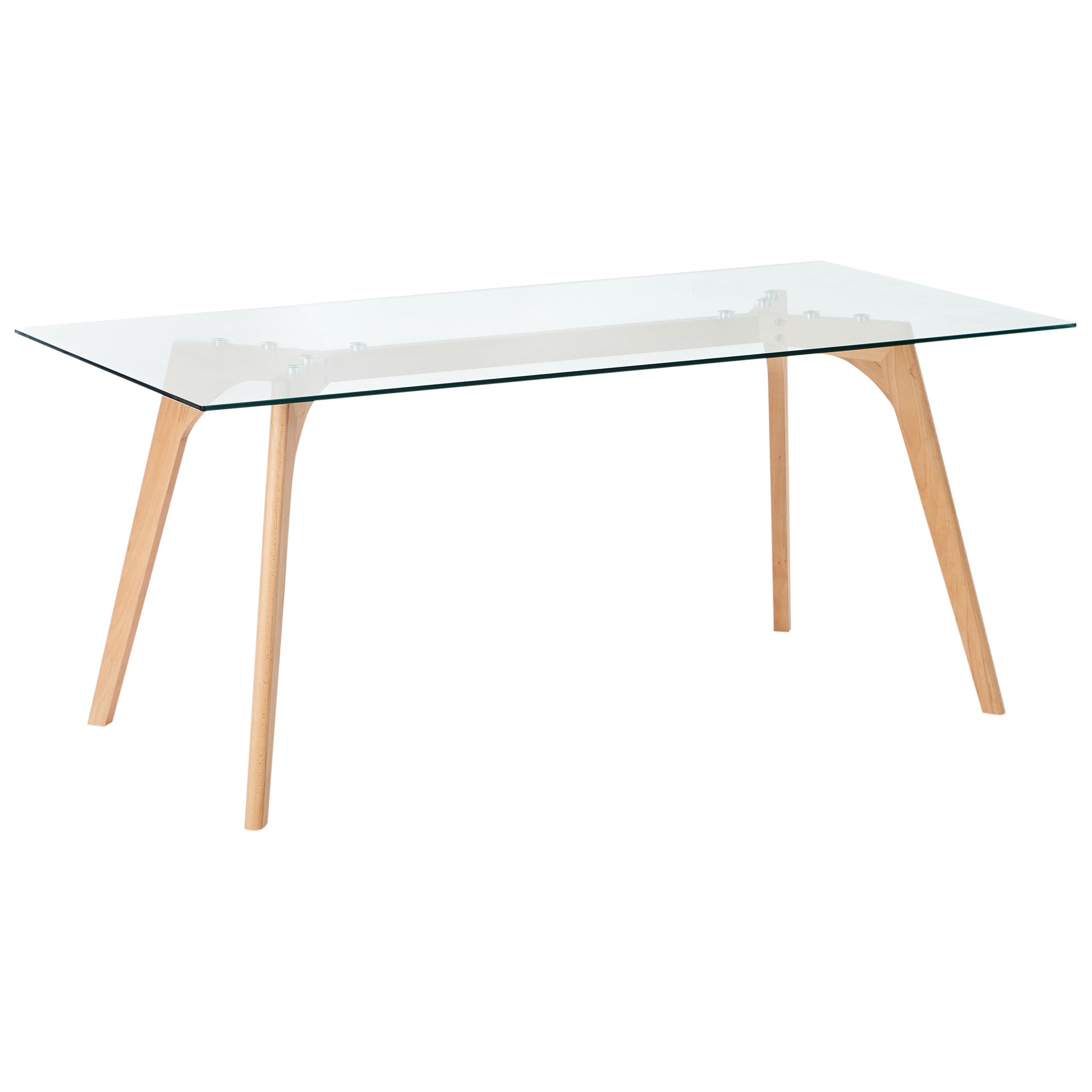 ESSTISCH Glas 180/90 cm Hudson - Hellbraun/Transparent, Glas (90/180/75cm) - Beliani