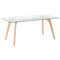 ESSTISCH Glas 180/90 cm Hudson - Hellbraun/Transparent, Glas (90/180/75cm) - Beliani
