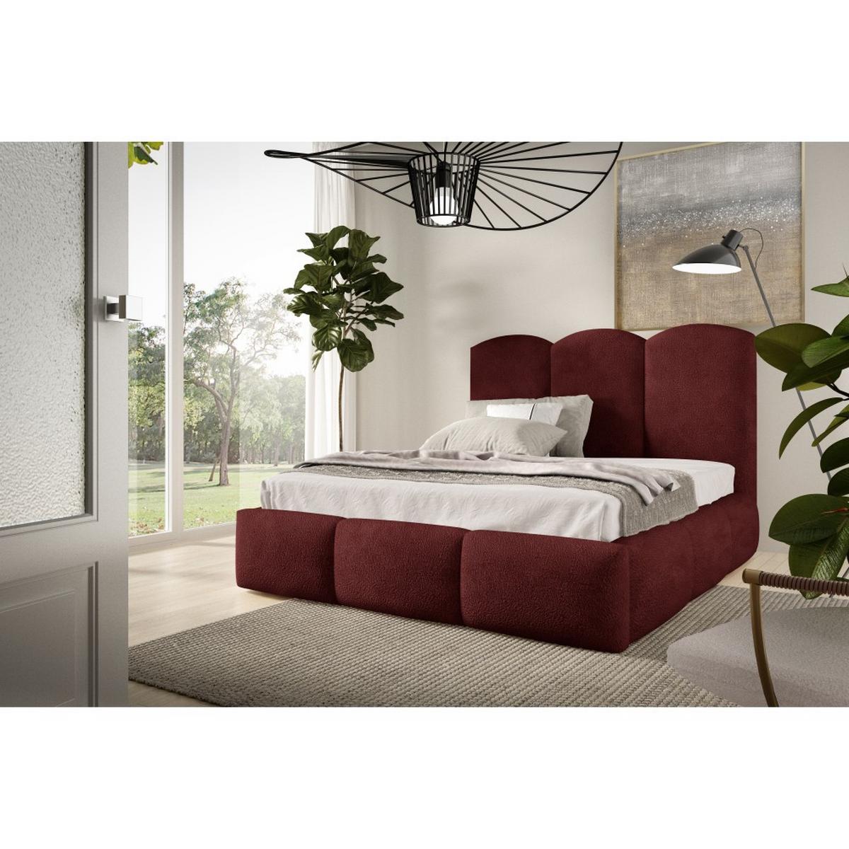 POLSTERBETT Bero, 200x200, Bouclé-Stoff, Dunkelrot - Dunkelrot, Textil (200/200cm) - Beautysofa