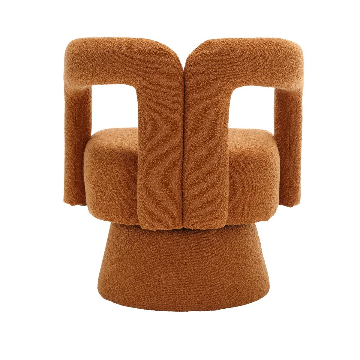 DREHSESSEL 360° Boucle Akzentstuhl Polstersessel für Wohnzimmer & Büro - Orange, Textil (67/74/55cm) - Urban Meuble