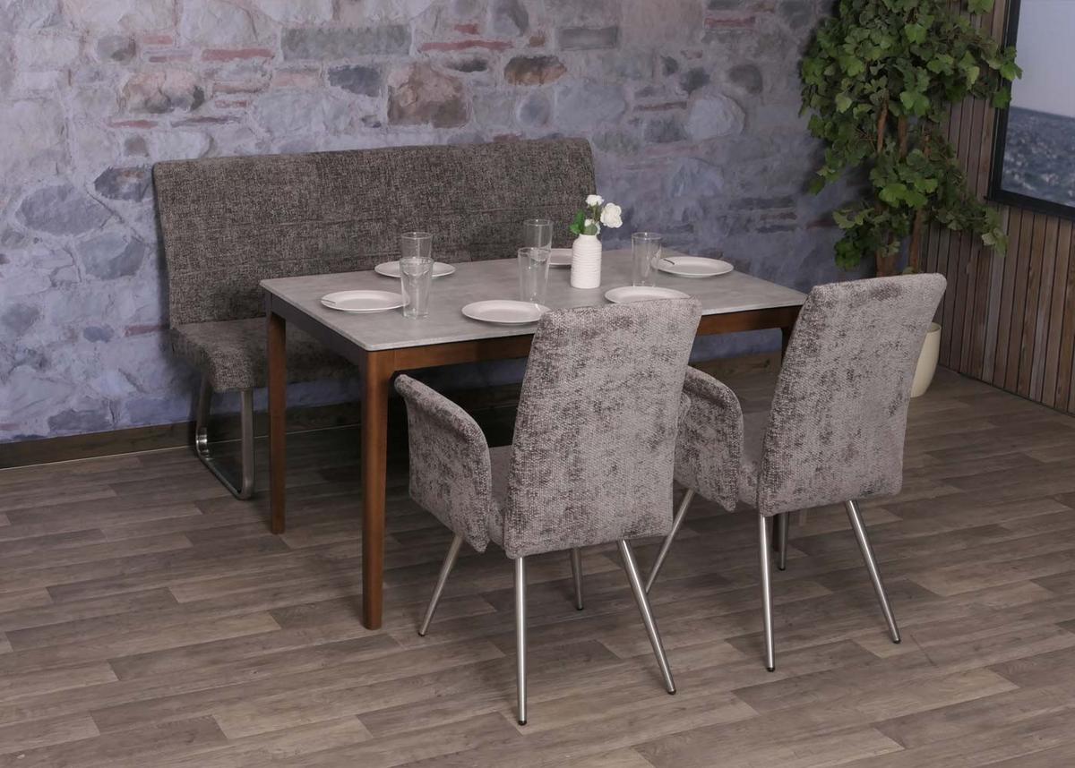 ESSZIMMER-SET Grau 3er-Set - Grau, Textil (160/100/65cm) - MCW