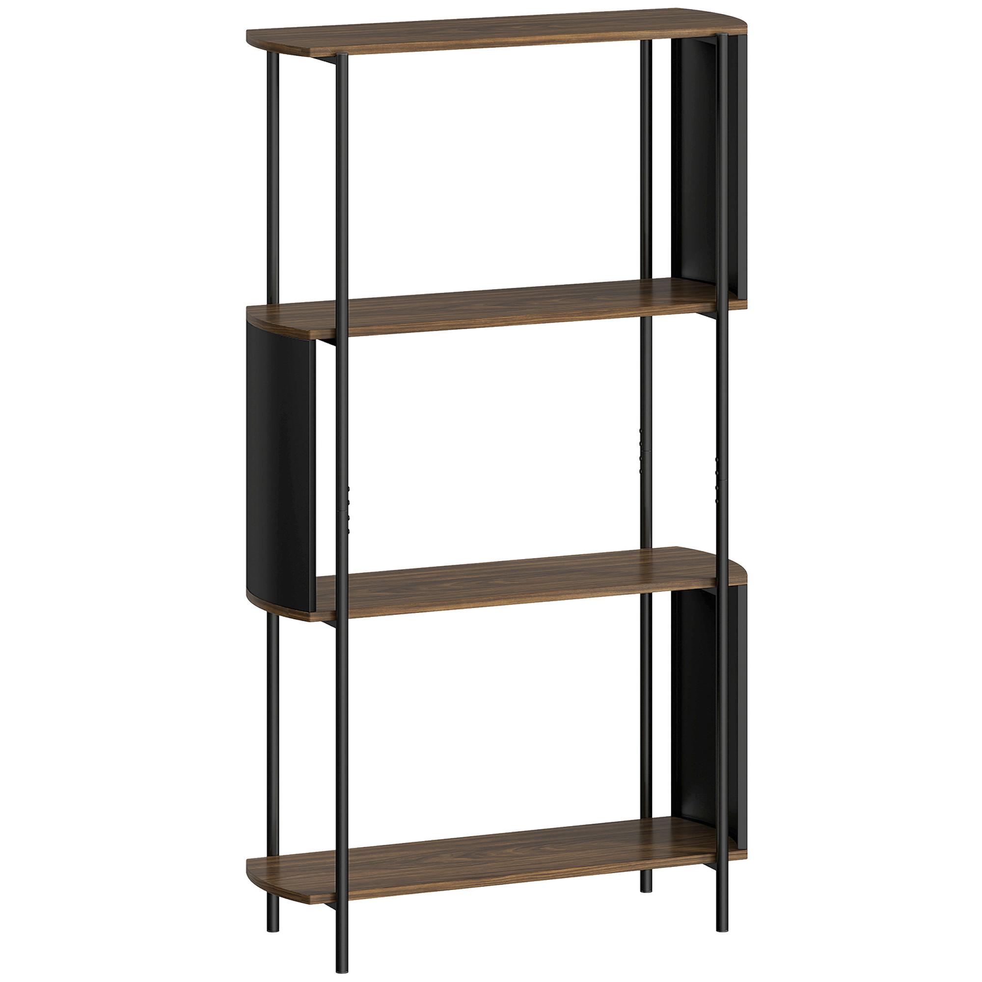 STANDREGAL MDF Stahl Braun - Schwarz/Braun, Holzwerkstoff/Metall (30/141/80cm) - HOMCOM