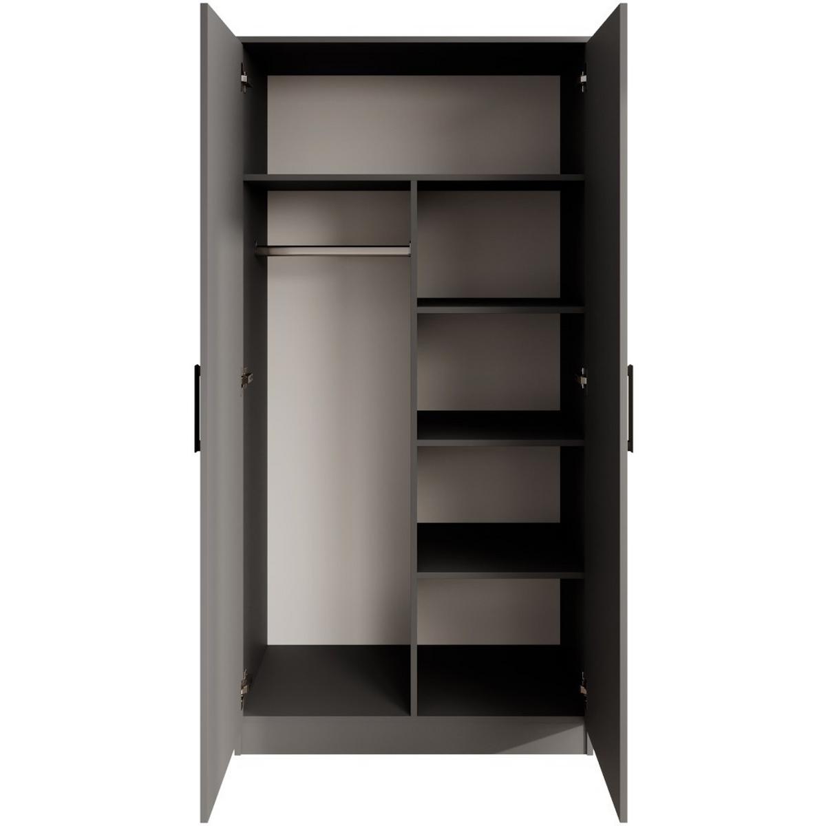 DREHTÜRENSCHRANK Trend, ohne Schubladen, Graphit - Schwarz/Graphitfarben, Holzwerkstoff (90/180/50cm) - Beautysofa