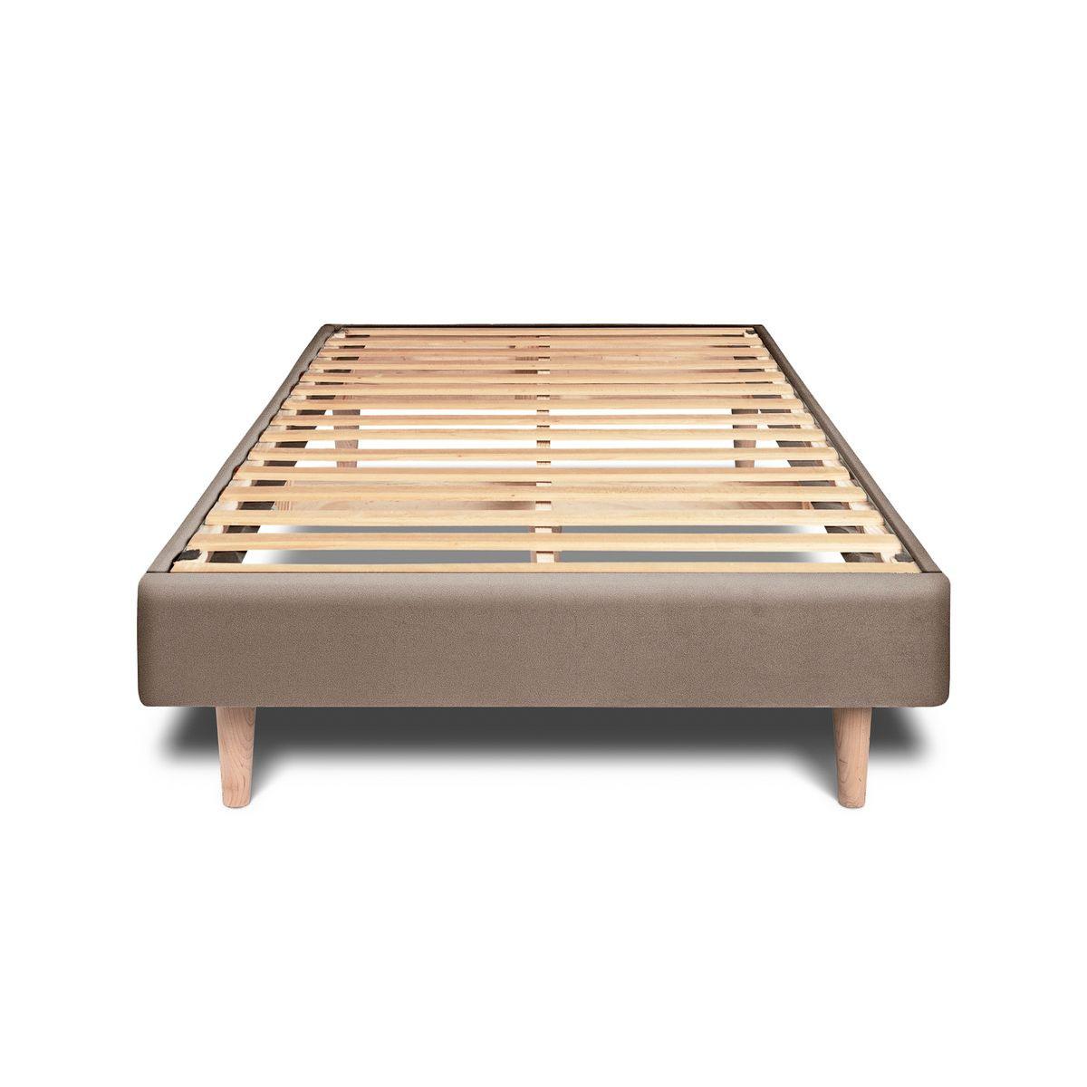 LATTENROST – Samtstoff – Bausatz zur Selbstmontage - 90x190 cm - Taupe/Beige, Karton/Holz (90/190cm) - Sommeil de Plomb