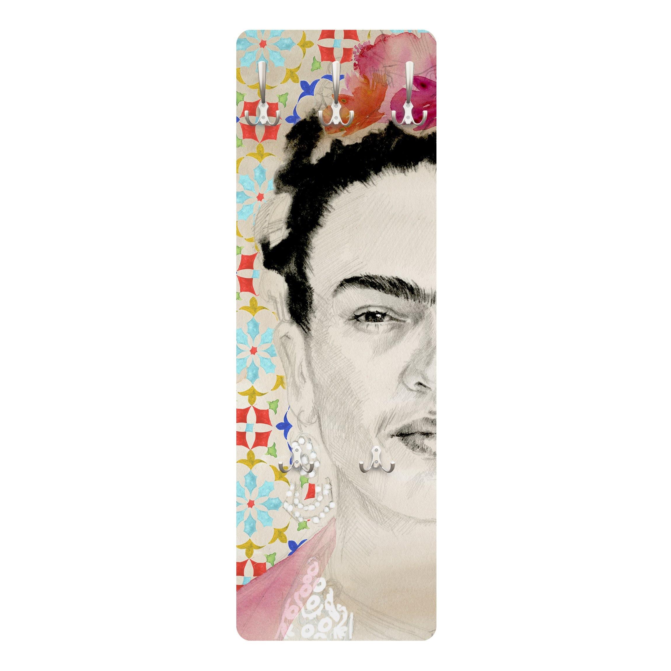 WANDGARDEROBE - Frida mit rosa Blüten II 34/105 cm - Multicolor, Holzwerkstoff (34/105/1.6cm) - Bilderwelten