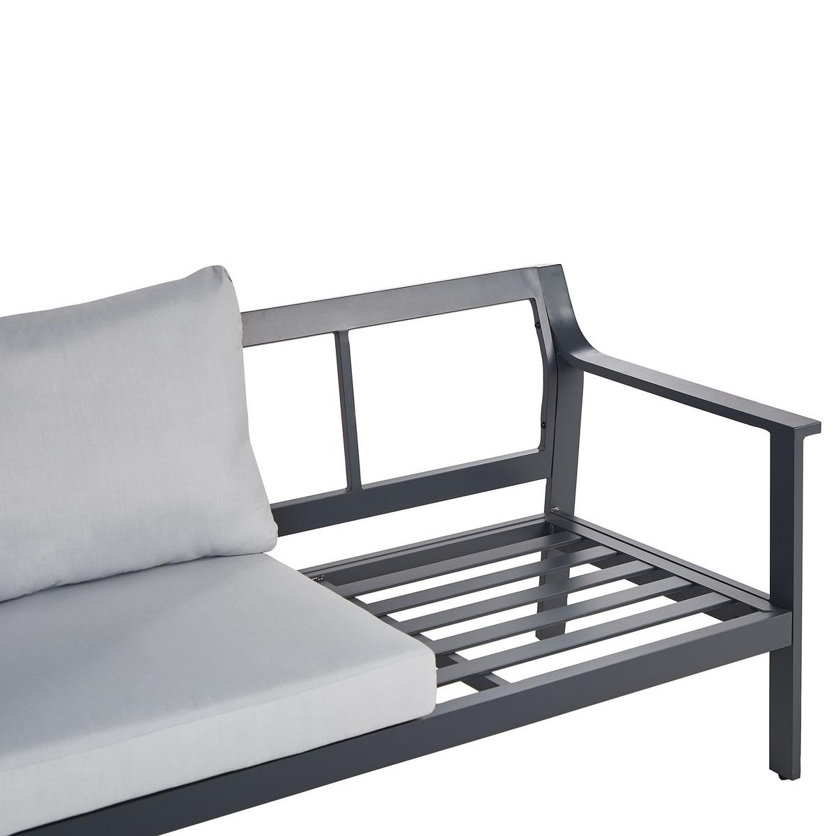 GARTENSOFA 3-Sitzer Grau Kiato - Hellgrau, Metall (225/77/80cm) - Beliani