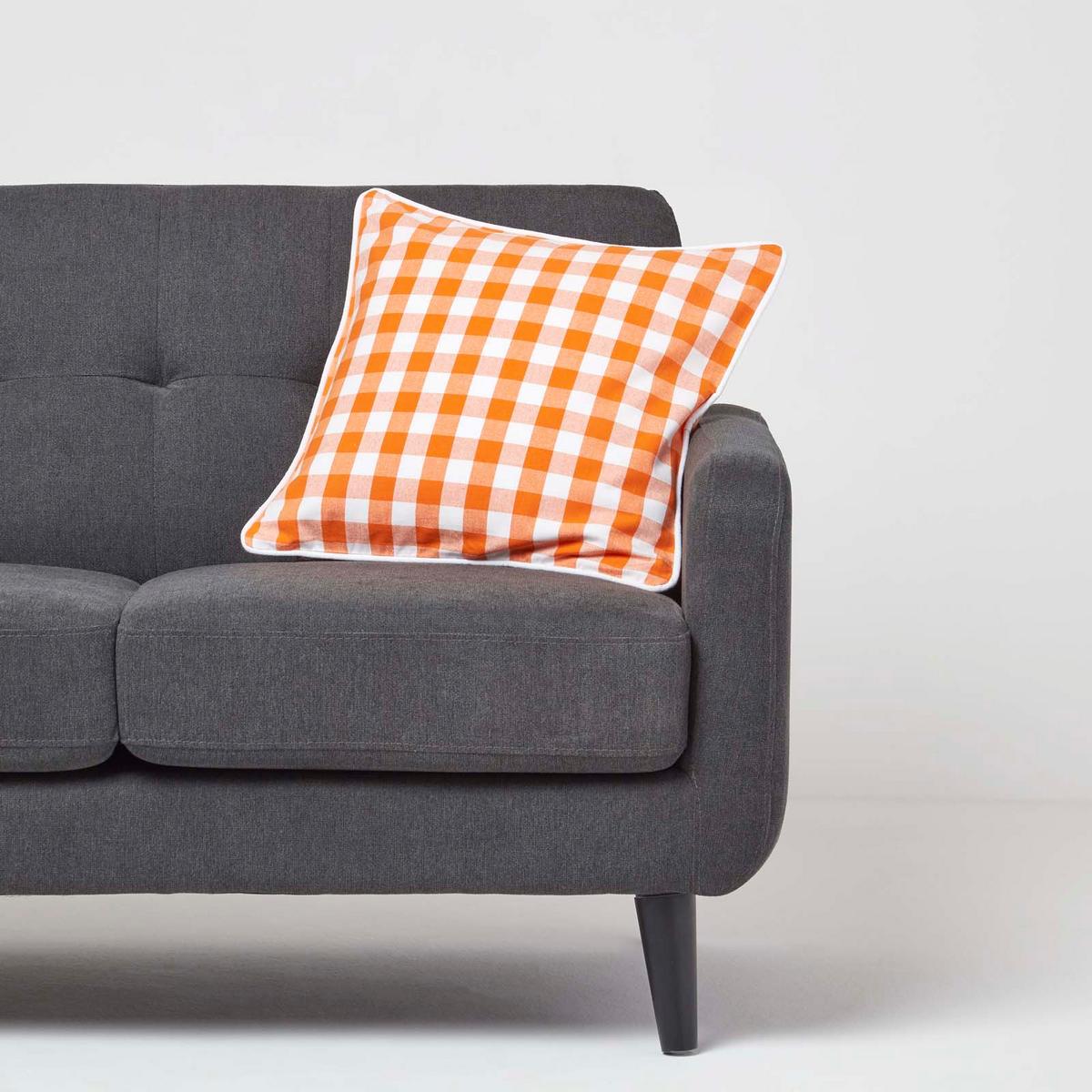 KISSENHÜLLE Karo-Muster 45/45 cm, 100% Baumwolle - Orange, Textil (45/45cm) - Homescapes