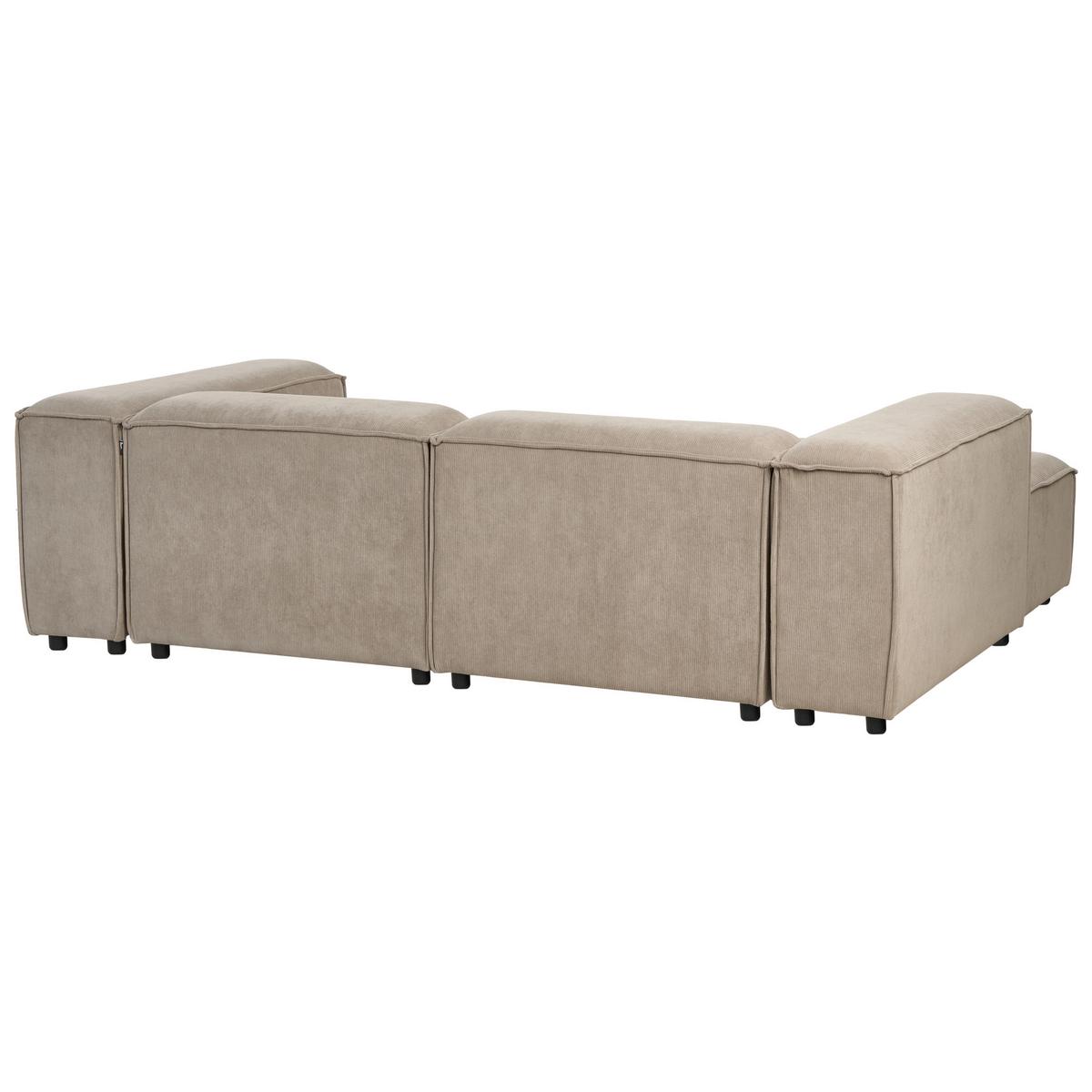 ECKSOFA Modul 3-Sitzer rechtsseitig Hellbraun Cord mit Ottomane Ardal - Hellbraun, Textil (240/180cm) - Beliani