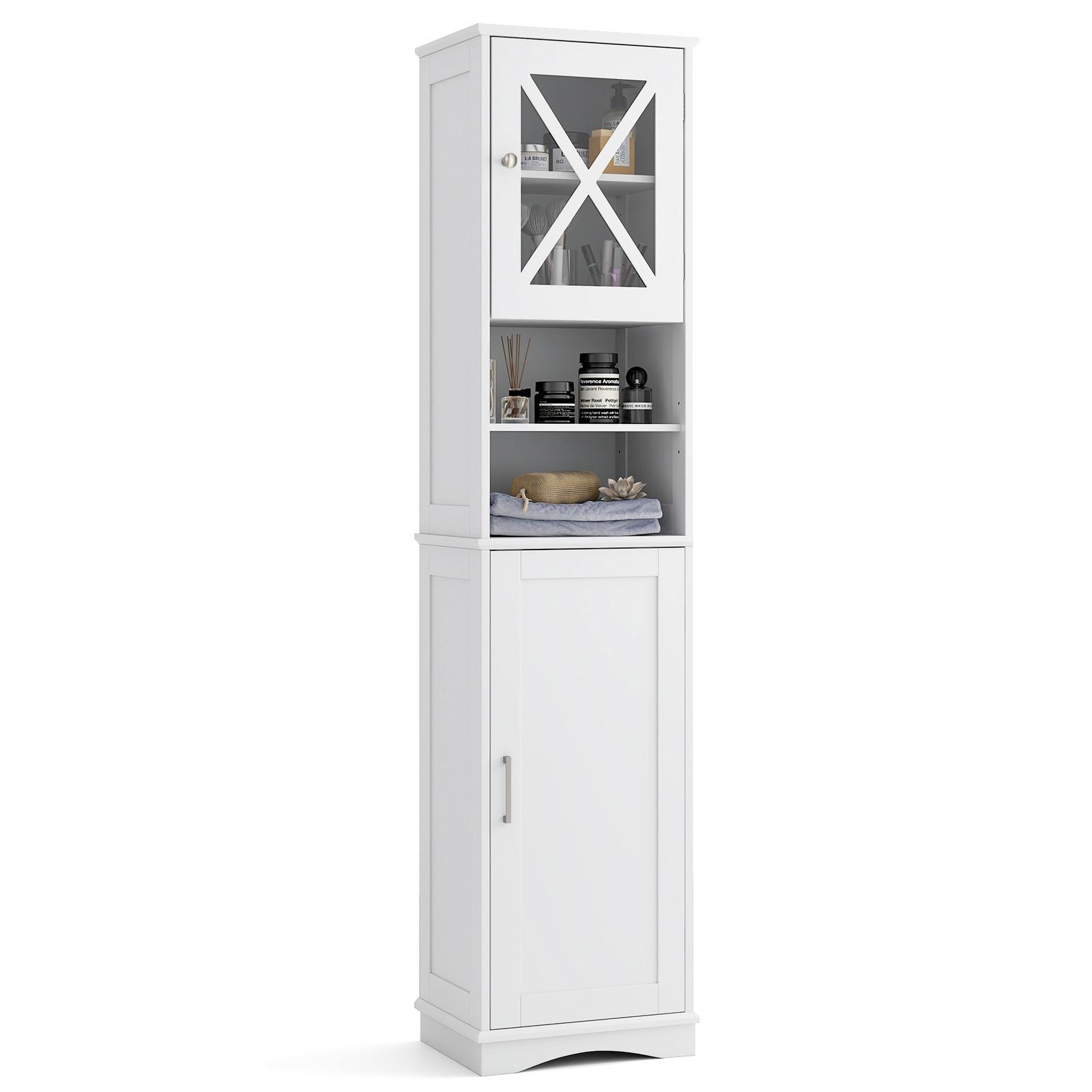 BADEZIMMERSCHRANK Weiß - Weiß, Holzwerkstoff (40/170.5/30cm) - COSTWAY