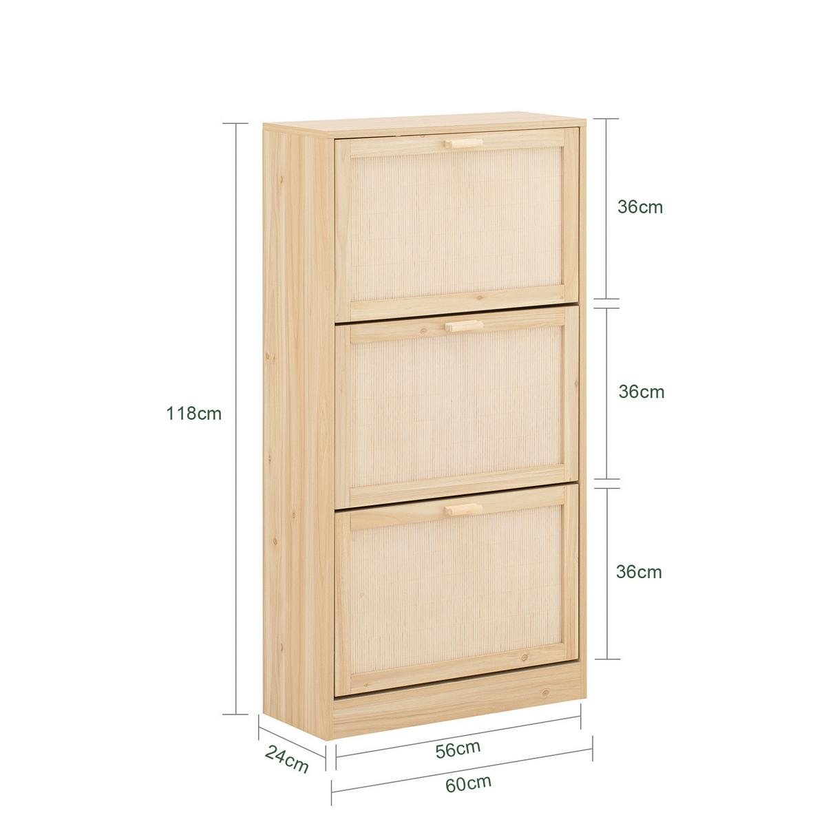 SCHUHSCHRANK NATUR - Naturfarben, Naturmaterialien/Holzwerkstoff (60/118/24cm) - SoBuy