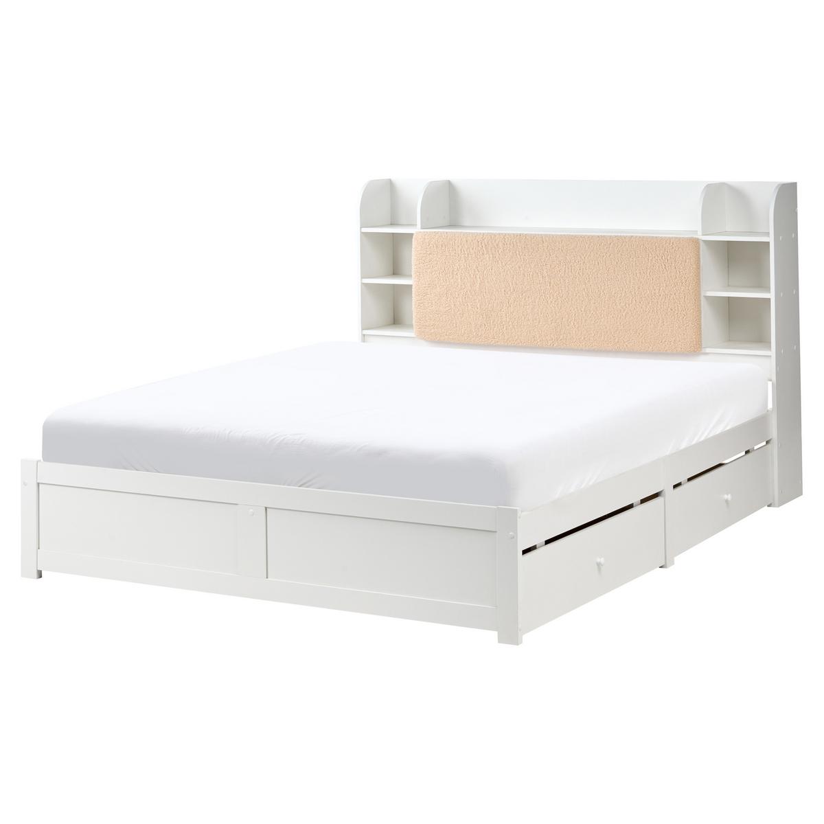 BETT mit Schubladen 160/200 cm MDF-Platte Weiß Bizou - Weiß, Holzwerkstoff (160/200cm) - Beliani