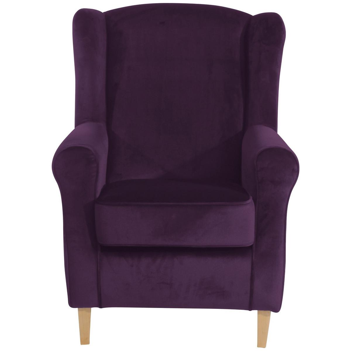 OHRENSESSEL Karlen Bezug Samtvelours Buche natur / purple - Violett/Buchefarben, Kunststoff (86/103/77cm) - 58aufmkessel