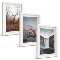 BILDER SET 3er Set - 20x30 cm Weißer Rahmen - Wilde Berglandschaften - Weiß, Kunststoff (20/30cm) - TULUP