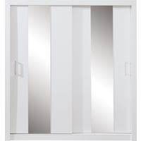 SCHWEBETÜRENSCHRANK MIRA 200/215/60cm 2-türig mit Spiegel Weiß - Weiß, Holzwerkstoff (200/215/60cm) - MASSENO