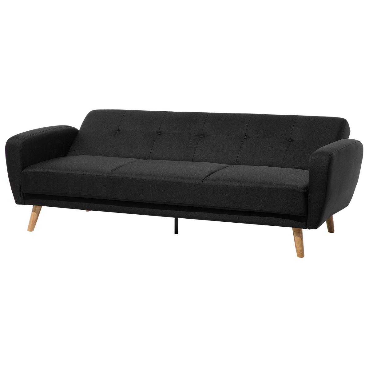 3-SITZER-SCHLAFSOFA Polyester Schwarz Florli - Schwarz, Textil (214/82/85cm) - Beliani