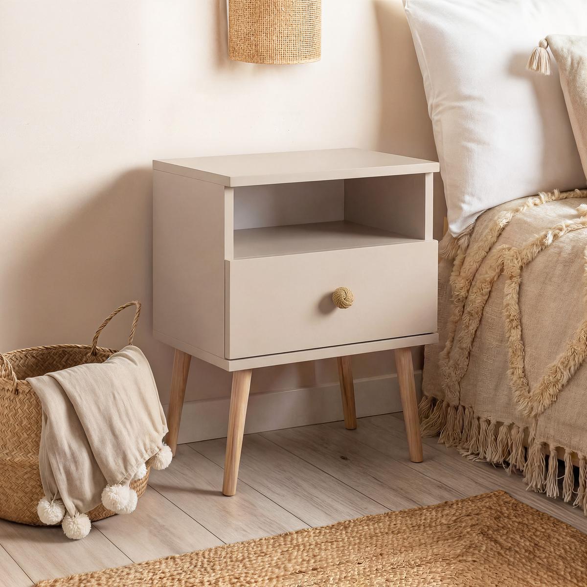 NACHTSCHRANK VALERIO 44/31/56 cm Kaschmir - Kaschmir, Naturmaterialien/Holzwerkstoff (44/55.5/31cm) - Idohome