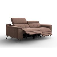 SOFA RELAX FIERO 3-Sitzer, Brauner Veloursstoff - Schwarz/Braun, Holz/Textil (212/82/103cm) - Courtois Laville