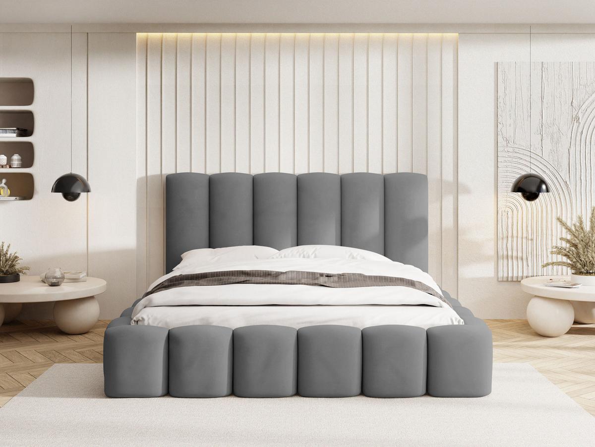 POLSTERBETT Serenity mit Bettkasten, Grau Samt 180x200 cm - Schwarz/Grau, Holzwerkstoff/Kunststoff (180/200cm) - WFL GROUP