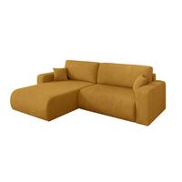 ECKSOFA mit Schlaffunktion Ottomane Links BERY-L 276x193x88 Senfgelb Cord - Dunkelgelb/Schwarz, Holzwerkstoff/Kunststoff (276/193cm) - ALTDECOR
