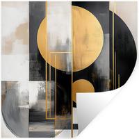 WANDTATTOO Abstrakt - Gold - Silber - Formen - Ästhetisch - Modern Wanddeko 50x50 cm - Goldfarben, Kunststoff (50/50/0.1cm) - MuchoWow