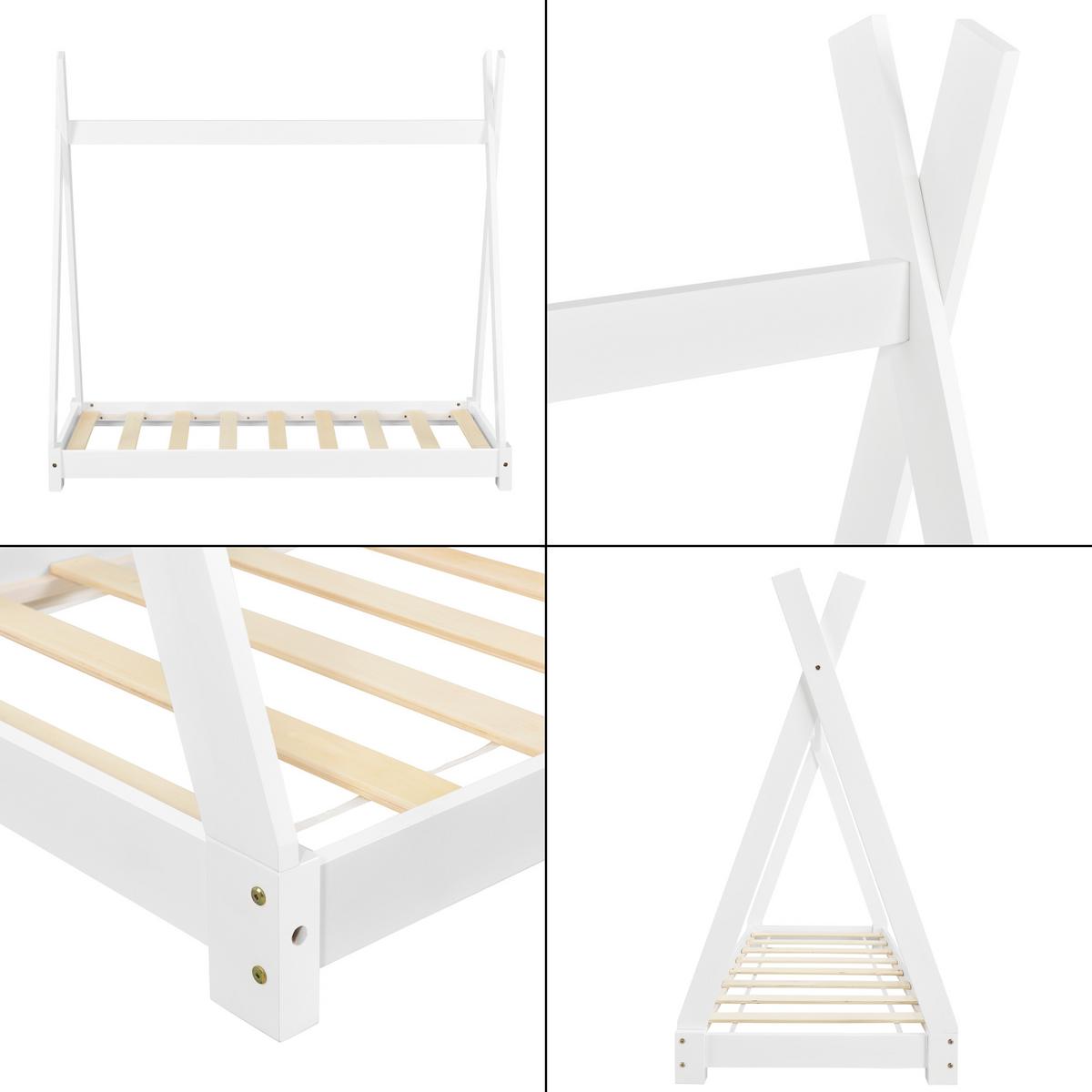 KINDERBETT Onejda - Weiß, Holz (70/140cm) - [en.casa]