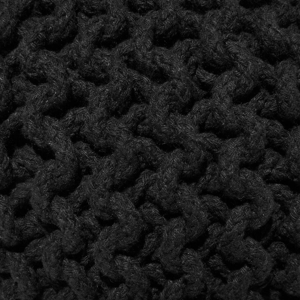 POUF Conrad 40/40/25 cm - Schwarz, Naturmaterialien/Textil (40/25/40cm) - Beliani