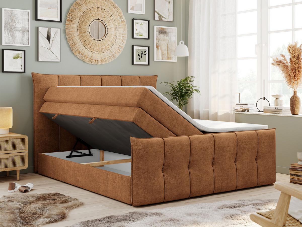 BOXSPRINGBETT PREMIUM 11 KING 120/200 Orange Struktur - H4 - Orange, Holz/Textil (120/200cm) - MKS