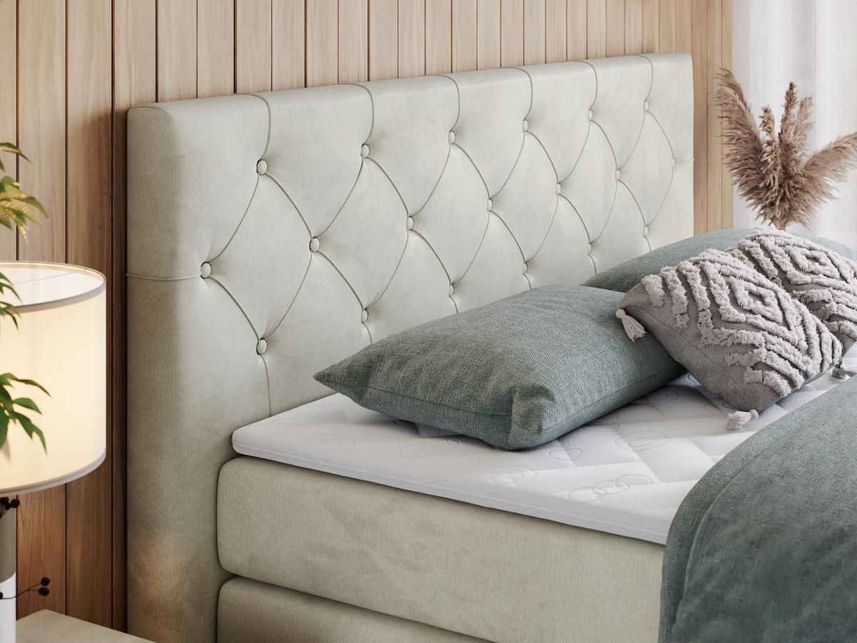BOXSPRINGBETT KING VELEN 120/200 Beige Velvet - H4 - Beige, Holz/Textil (120/200cm) - MKS