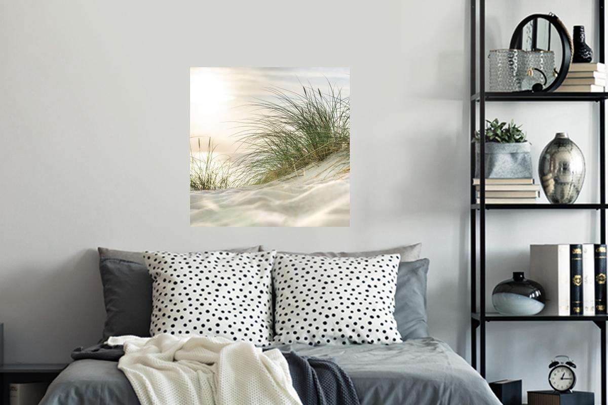 WANDTATTOO Dünen mit Strandhafer in der Sonne des Nationalparks Schleswig-Holsteinisches Wattenmeer Wanddeko 50x50 cm - Creme, Kunststoff (50/50/0.1cm) - MuchoWow