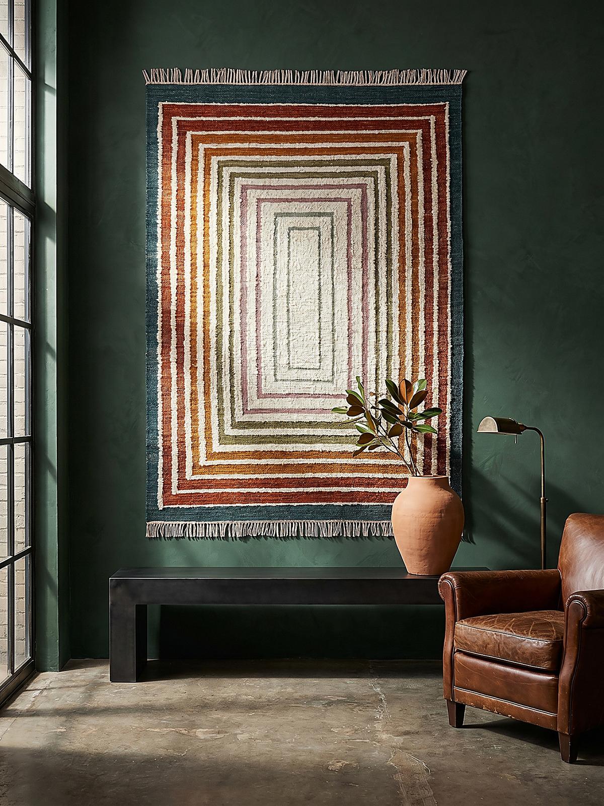 WOLLTEPPICH handgewebt FROND, geometrisch, Bunt, 140 x 200 cm - Multicolor, Textil (200/140cm) - KADIMA DESIGN