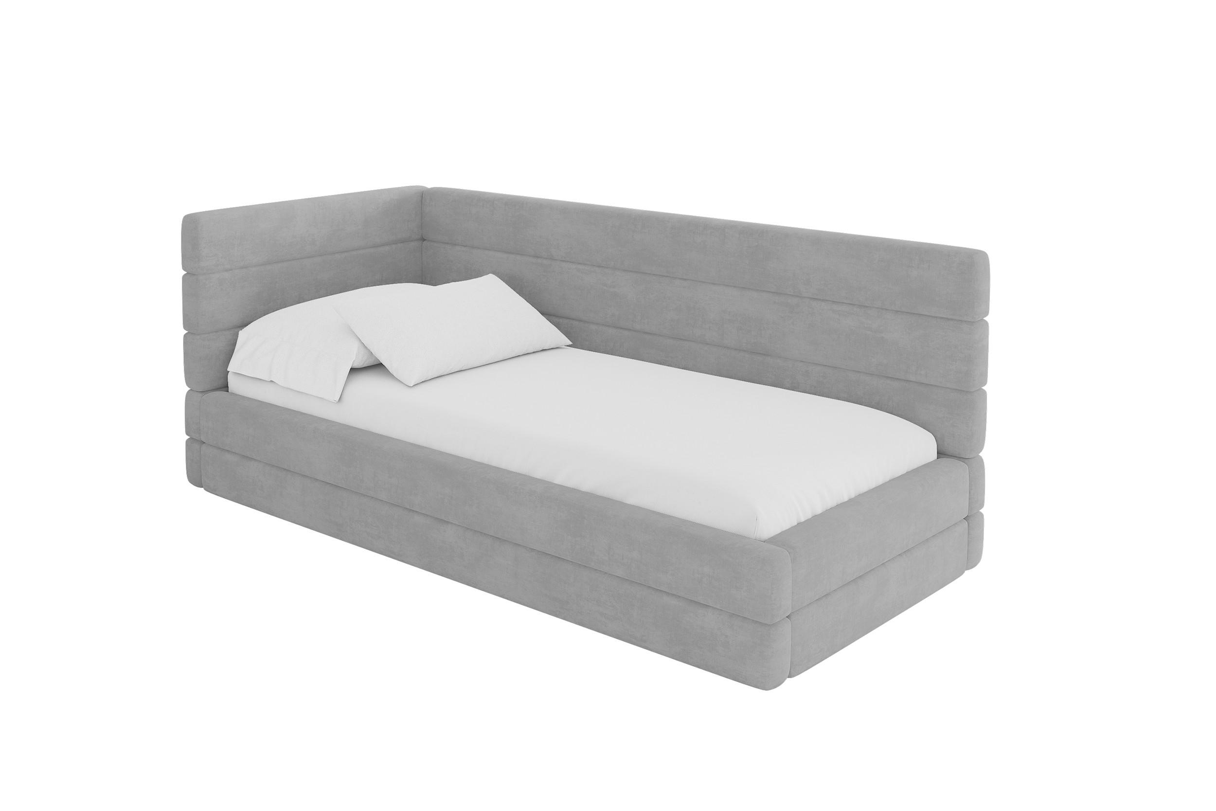 EINZELLBETT Jugendbett mit Bettkasten und Matratze H3/H4, Rechts - BEMY 80x200 Grau - Silberfarben, Holzwerkstoff/Textil (80/200cm) - ALTDECOR