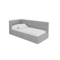 EINZELLBETT Jugendbett mit Bettkasten, Rechts - BEMY 100x200 Grau - Silberfarben, Holzwerkstoff/Textil (100/200cm) - ALTDECOR