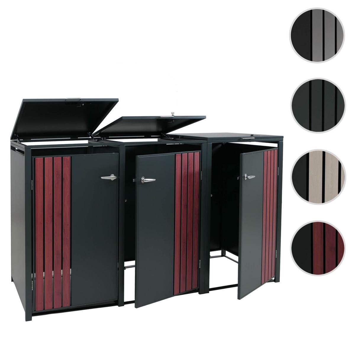 3ER-MÜLLTONNENVERKLEIDUNG Anthrazit, Dunkelbraun - Anthrazit/Dunkelbraun, Metall (200/122/84cm) - MCW