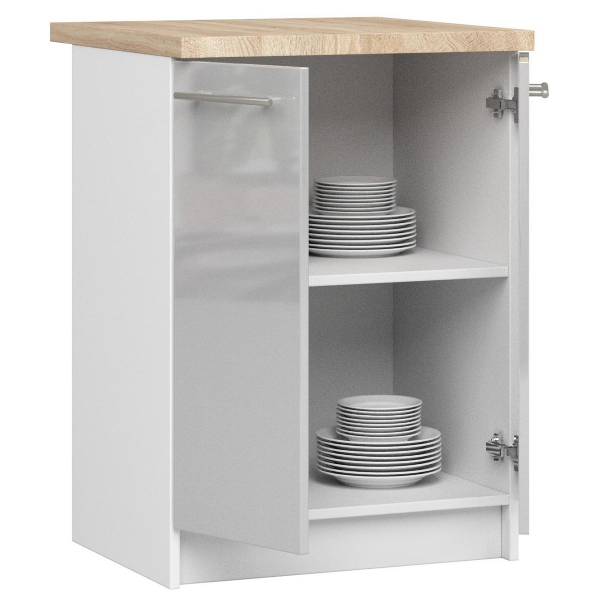 UNTERSCHRANK Weiß, Metallisch Glanz 85/60/46 - Weiß/Grau, Holzwerkstoff (60/85/46cm) - RAUMHIRSCH FURNITURE