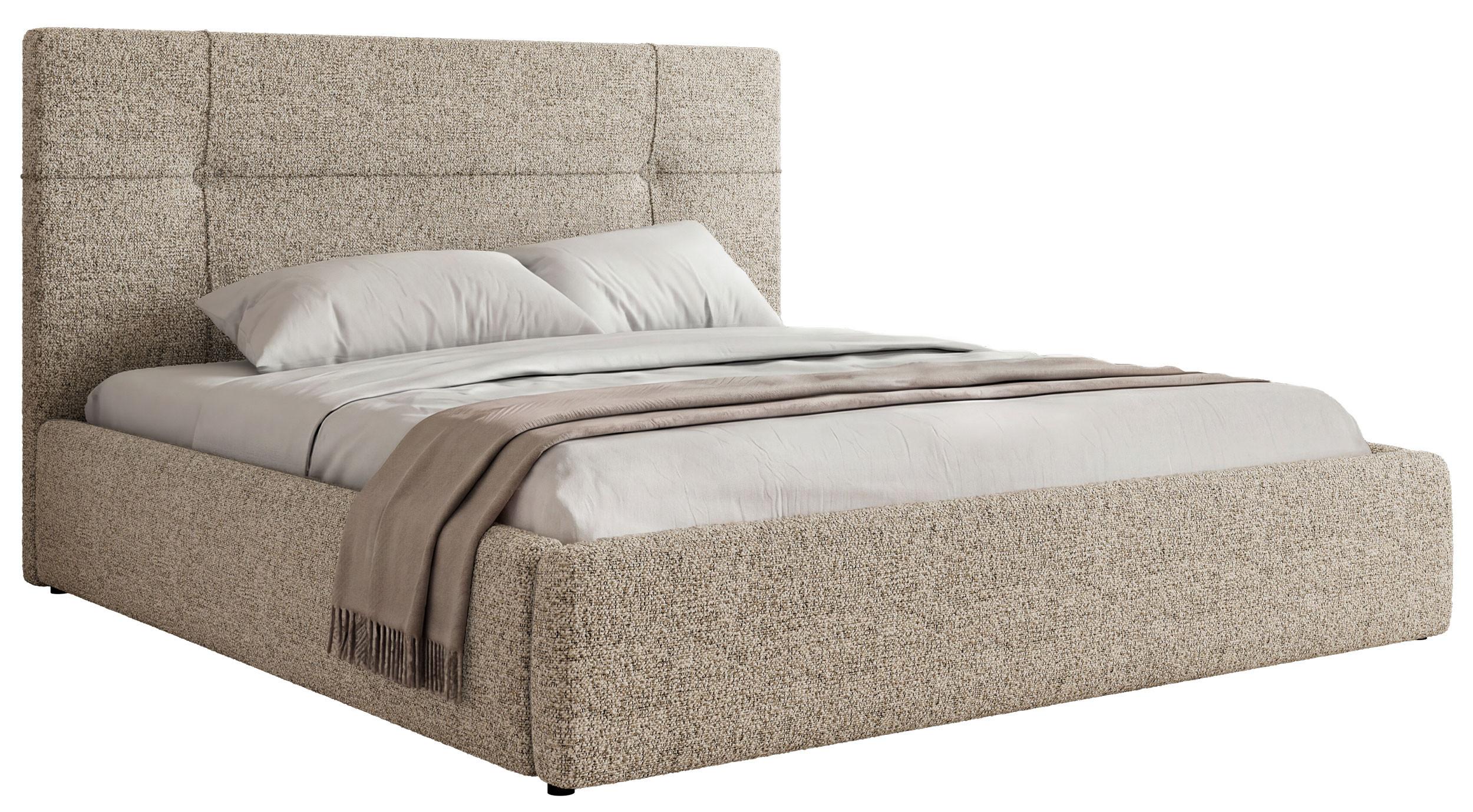 POLSTERBETT CALERIO CLASSIC 180/200 - Beige Stukture - ohne Matratze - Beige/Schwarz, Kunststoff/Textil (180/200cm) - MKS