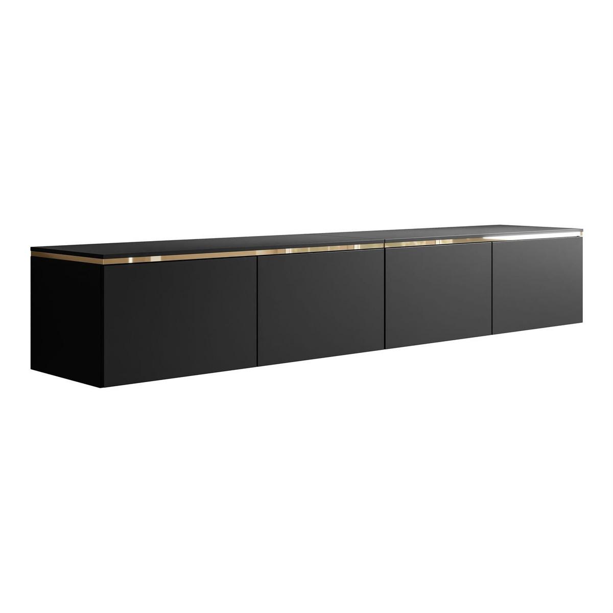 TV-RACK CELINE schwarz matt 200 cm (hängend) mit LED-Beleuchtung - Schwarz, Holzwerkstoff (200/35/40cm) - Lookway