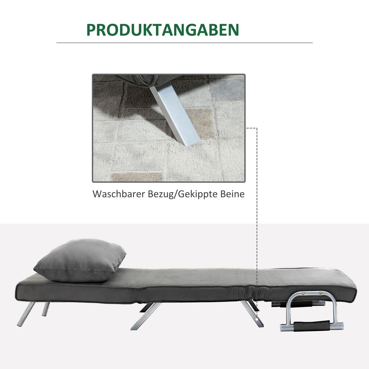 SCHLAFSESSEL 3-IN-1 mit Kissen schwarz - Schwarz, Kunststoff (69/80/65cm) - HOMCOM