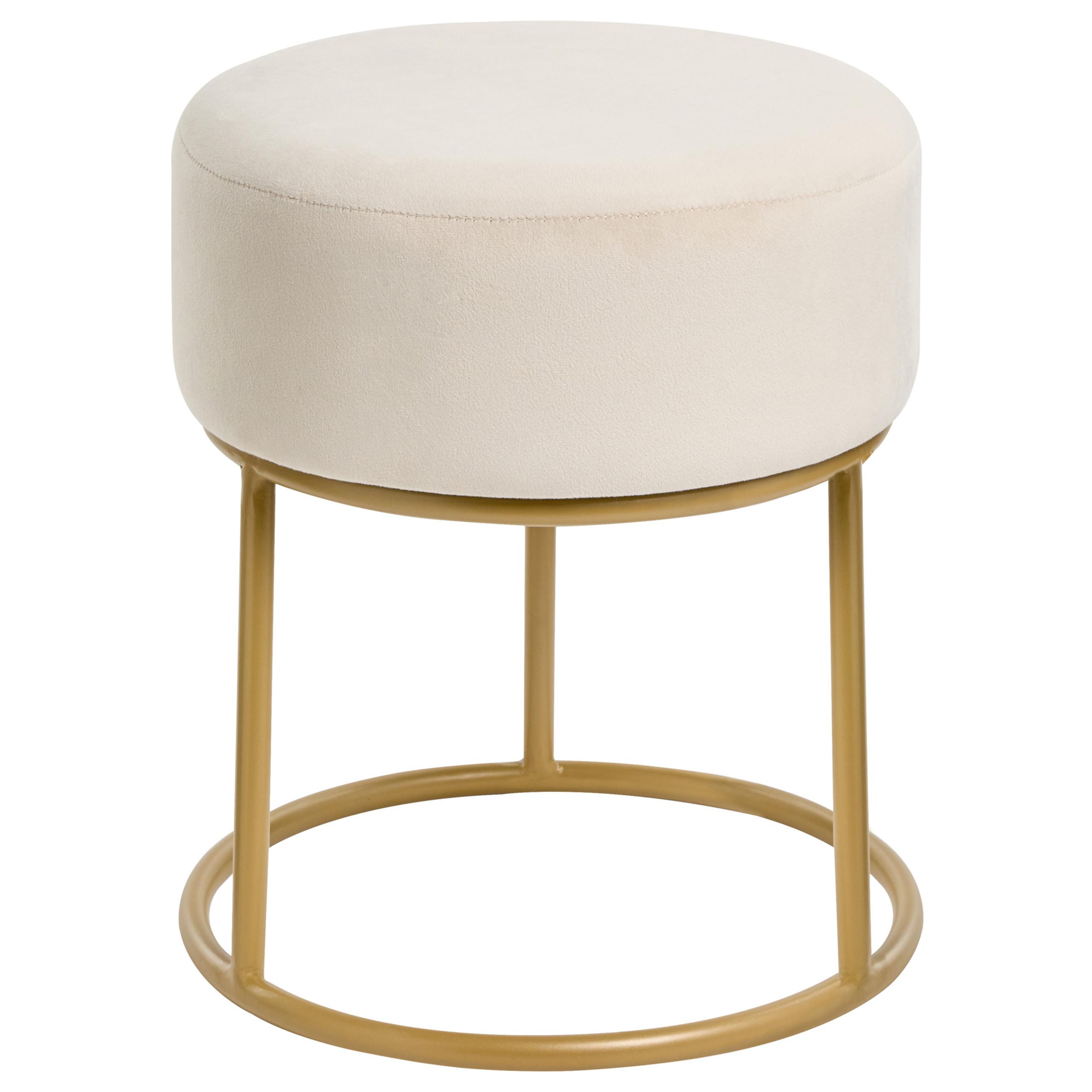 HOCKER Samtstoff Hellbeige Delco - Beige, Textil (35/40/35cm) - Beliani